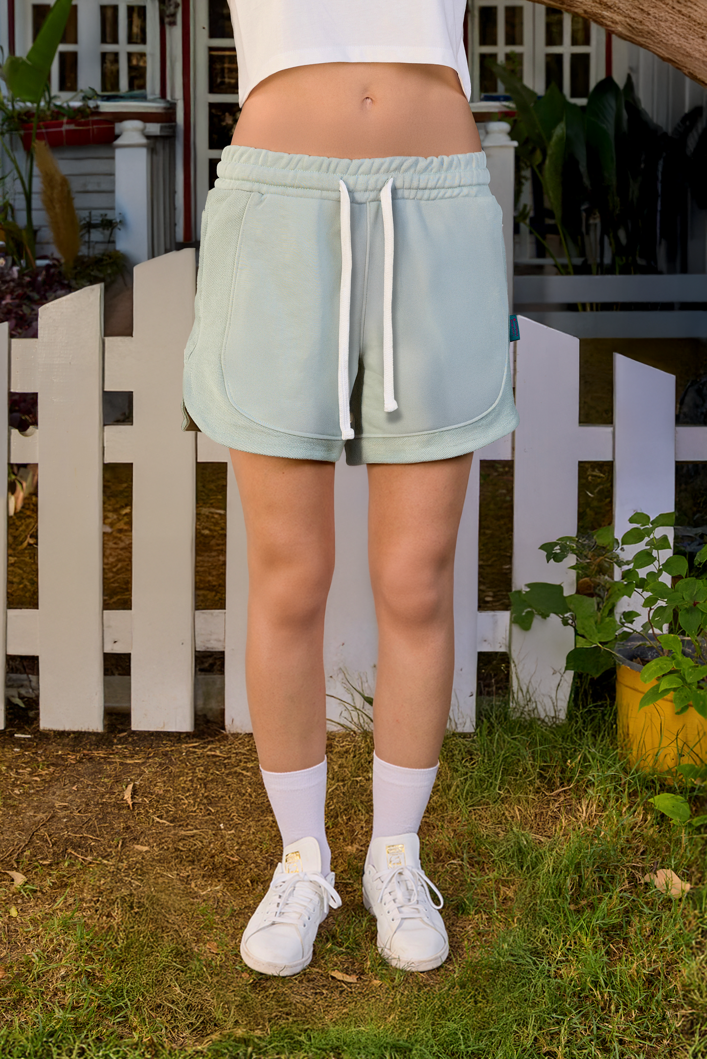 Mint Dolphin Hem Sweat Shorts