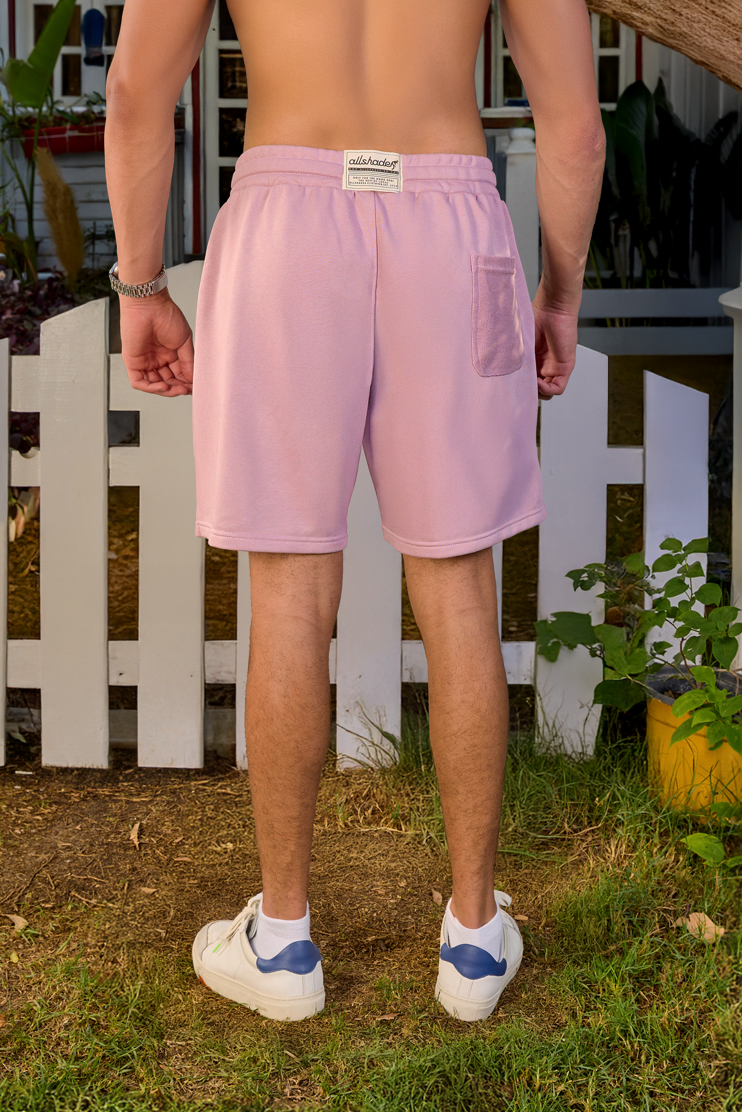 Light Violet Front Textured Sweat Shorts
