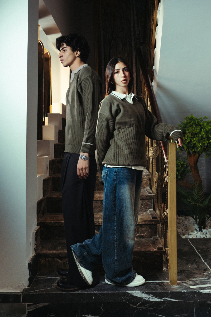 Ebony Olive Knitted Polo