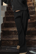 Black Wide-Leg Knitted Pants