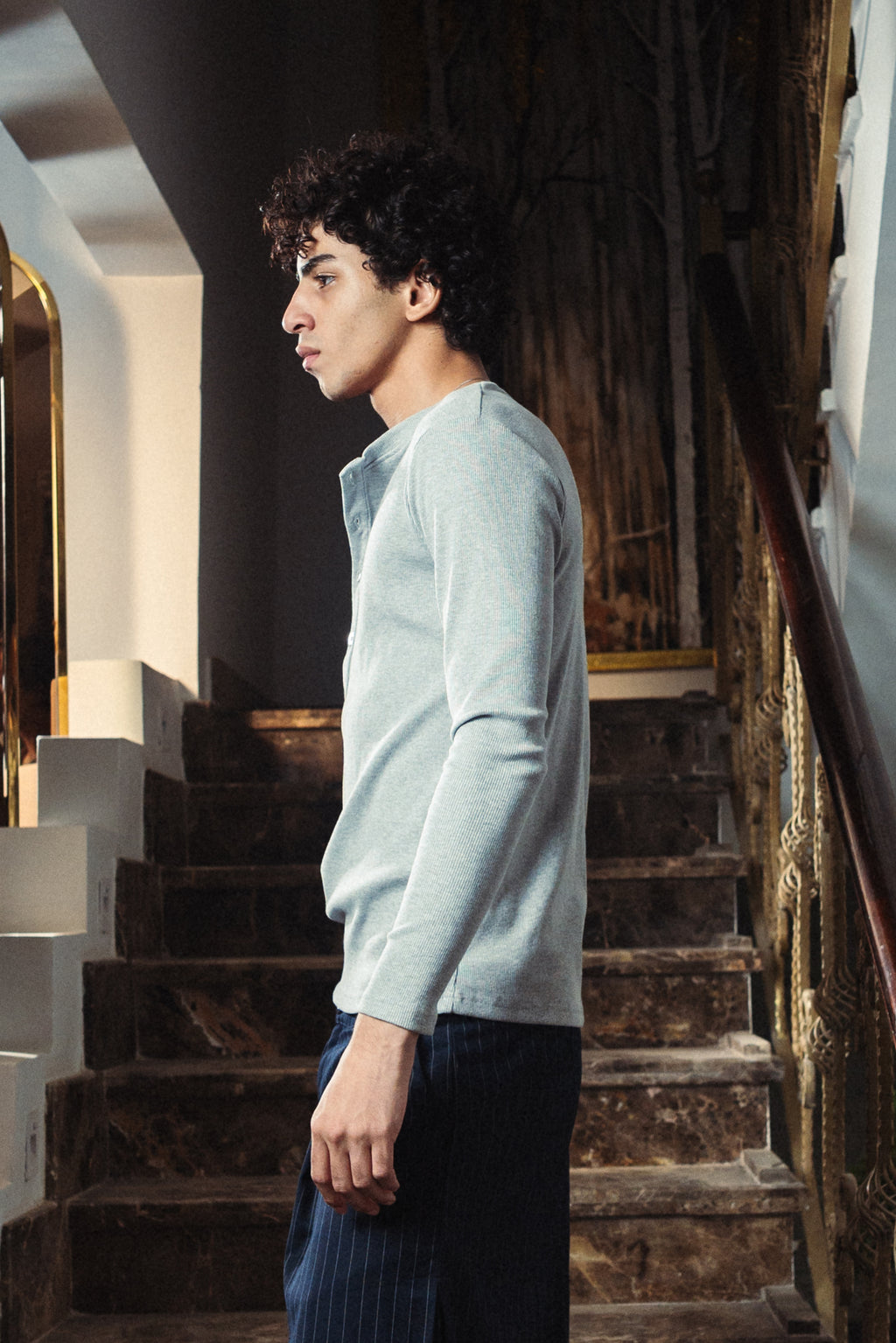 Light Heather Gray Henley Shirt