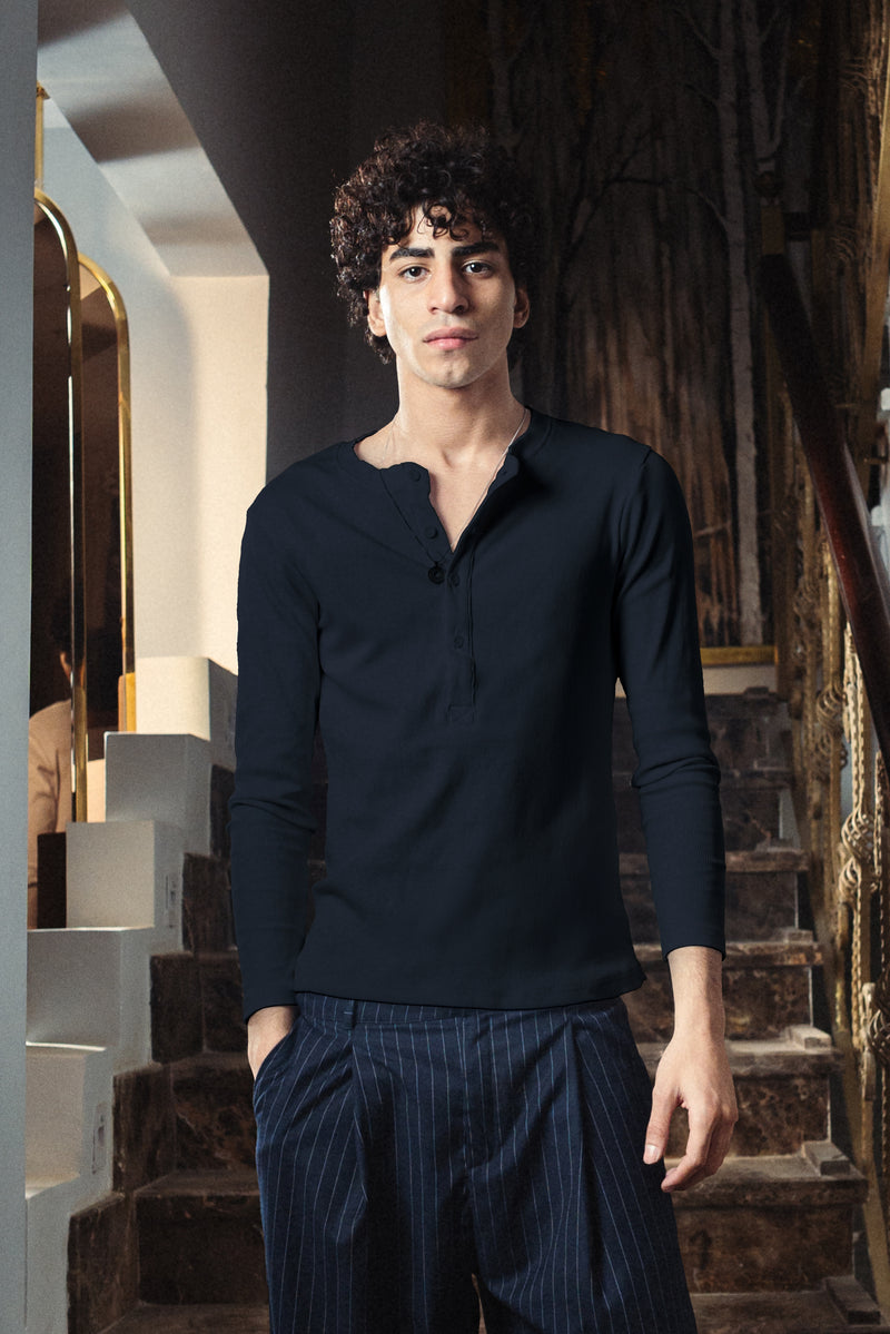 Mystic Navy Henley Shirt