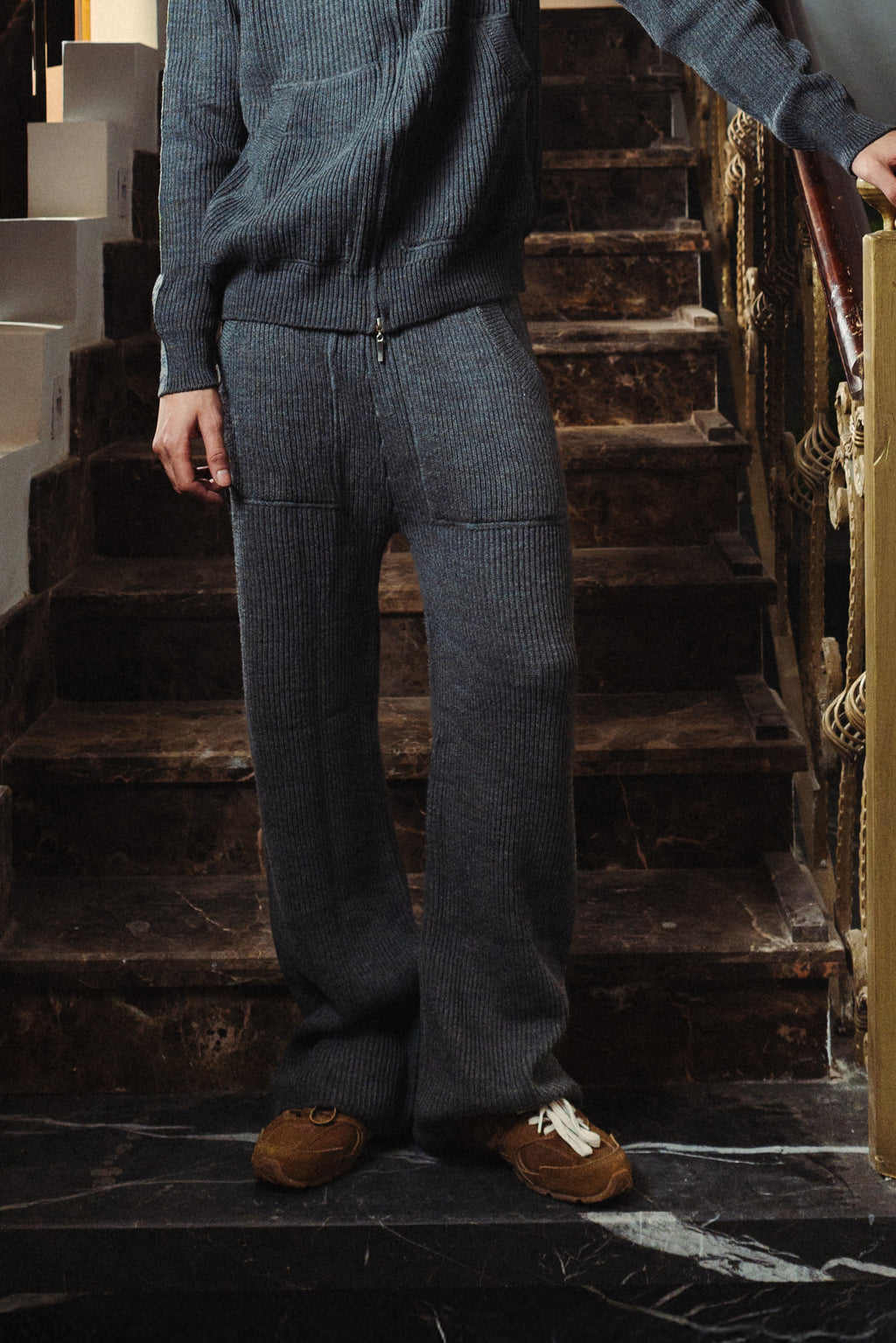 Four Pocket Wide-Leg Knitted Pants