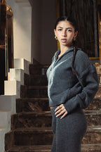 Storm Dust Quarter Zip Knitted Pull