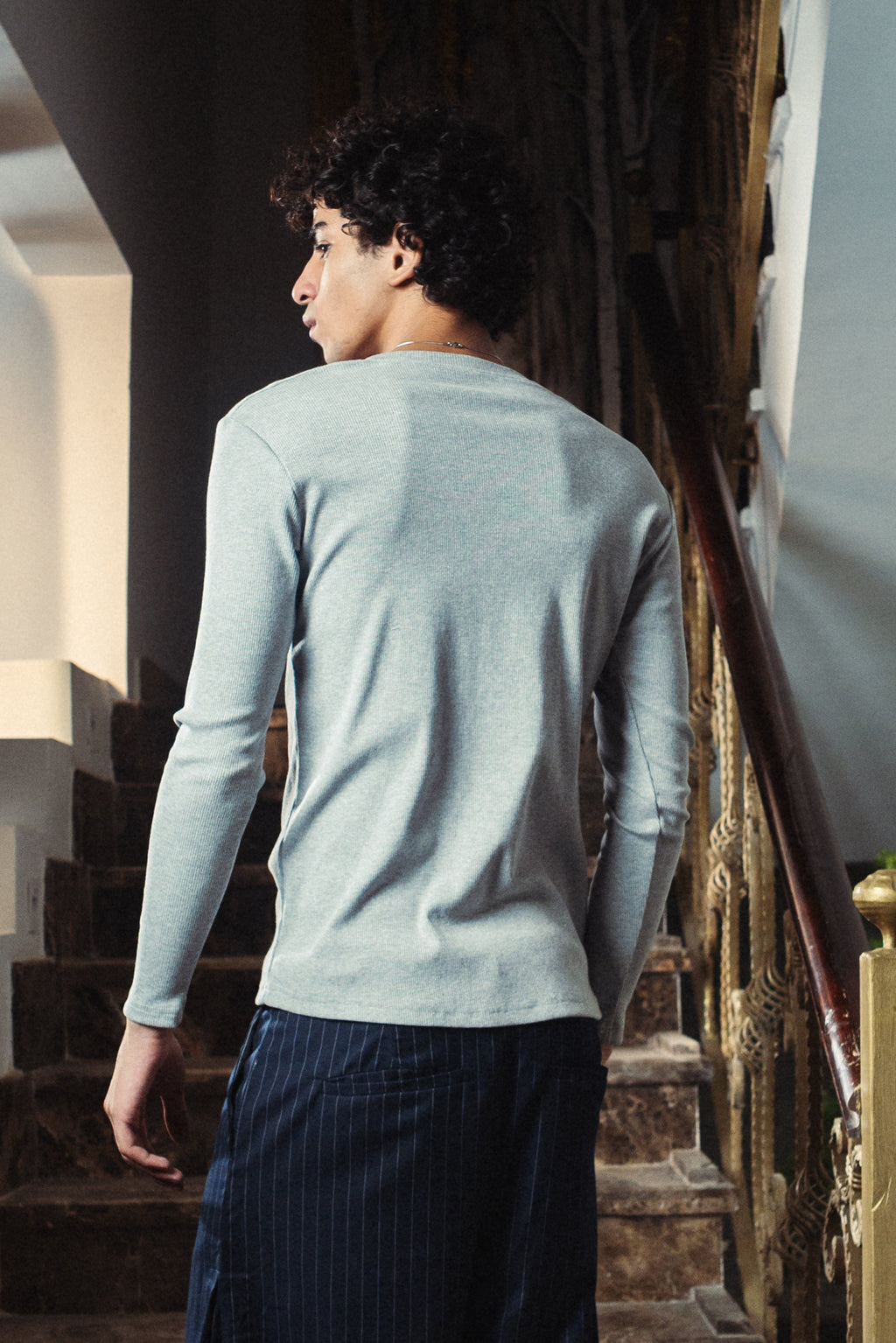 Light Heather Gray Henley Shirt