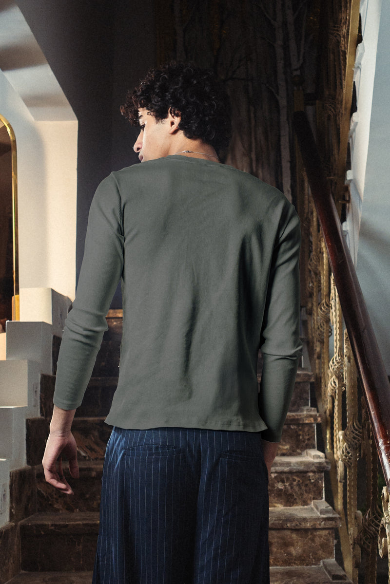 Dark Heather Gray Henley Shirt