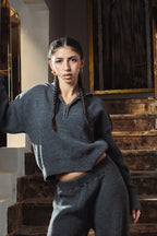 Storm Dust Quarter Zip Knitted Pull