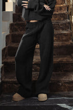 Black Wide-Leg Knitted Pants