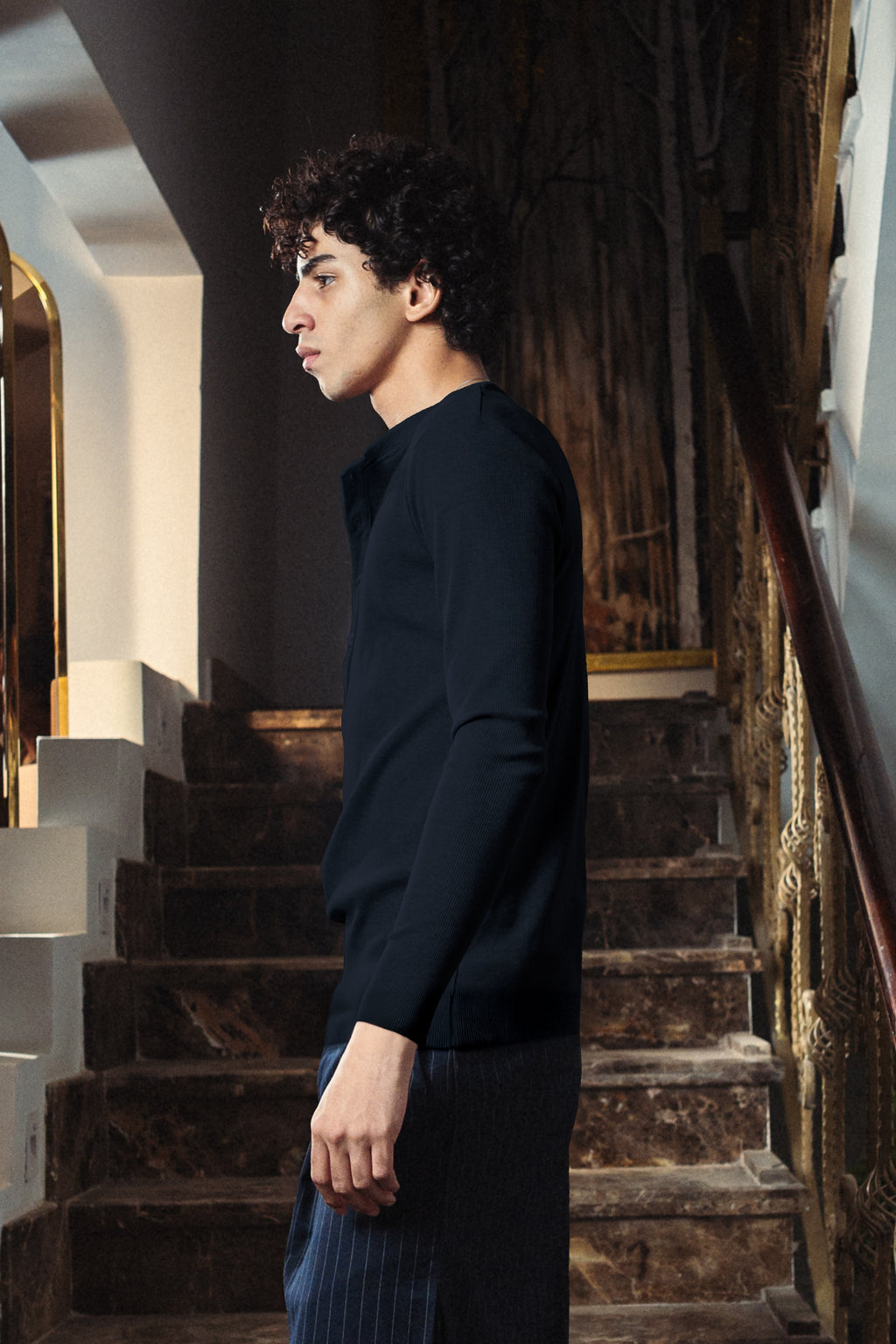 [men] Mystic Navy Henley Shirt