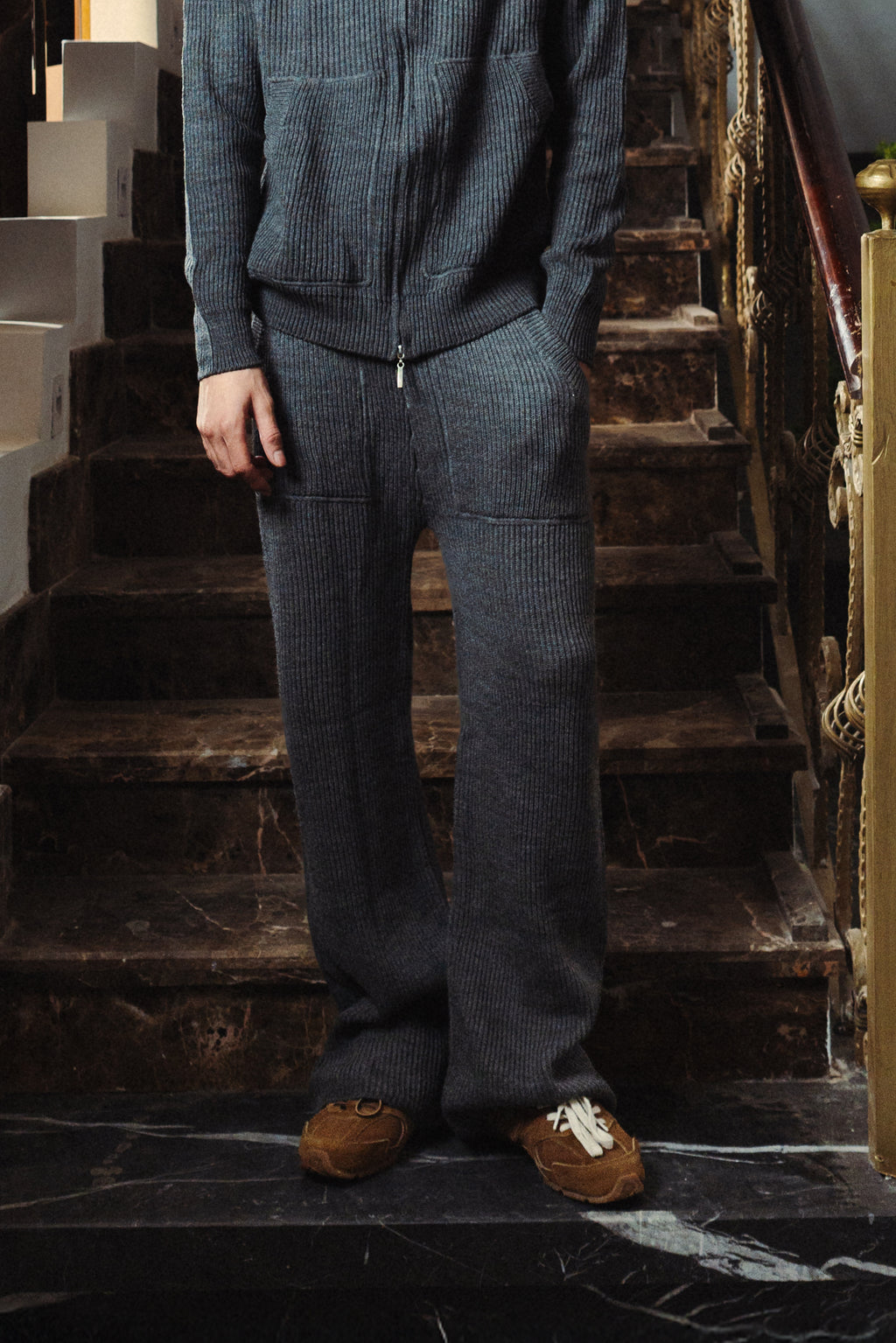 Four Pocket Wide-Leg Knitted Pants