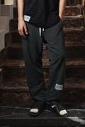 Black Patched Straight Leg Sweatpants