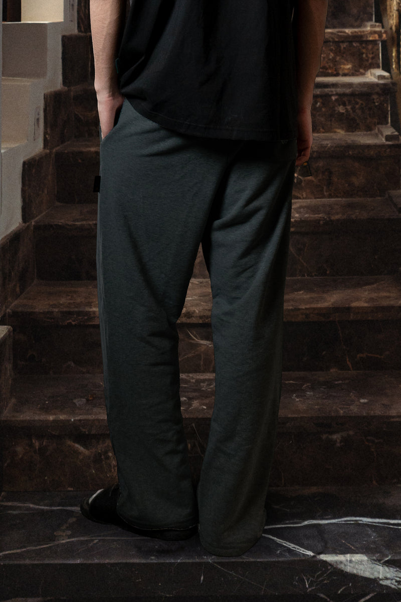 Black Patched Straight Leg Sweatpants
