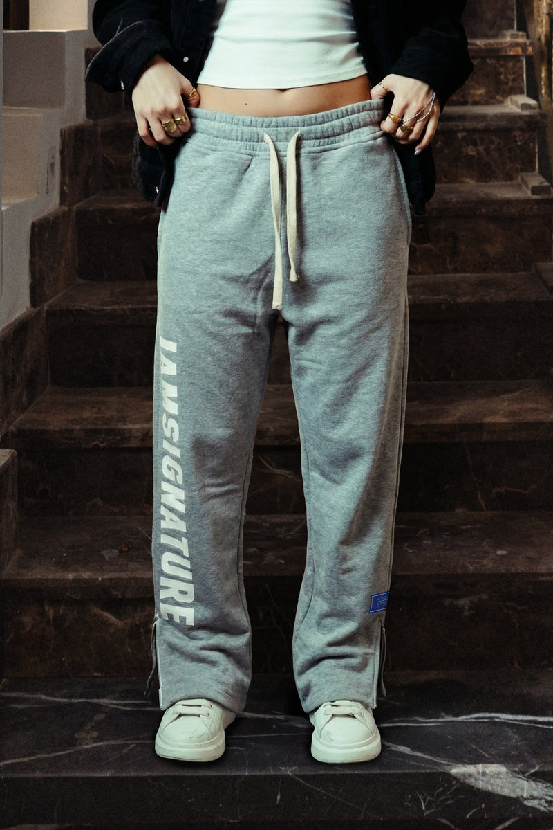 Heather Gray Ankle Zip Straight Leg Sweatpants