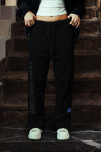 Black Ankle Zip Straight Leg Sweatpants