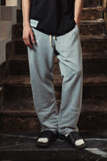 Heather Gray Patched Straight Leg Sweatpants