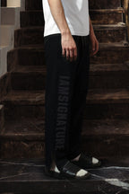 Black Ankle Zip Straight Leg Sweatpants