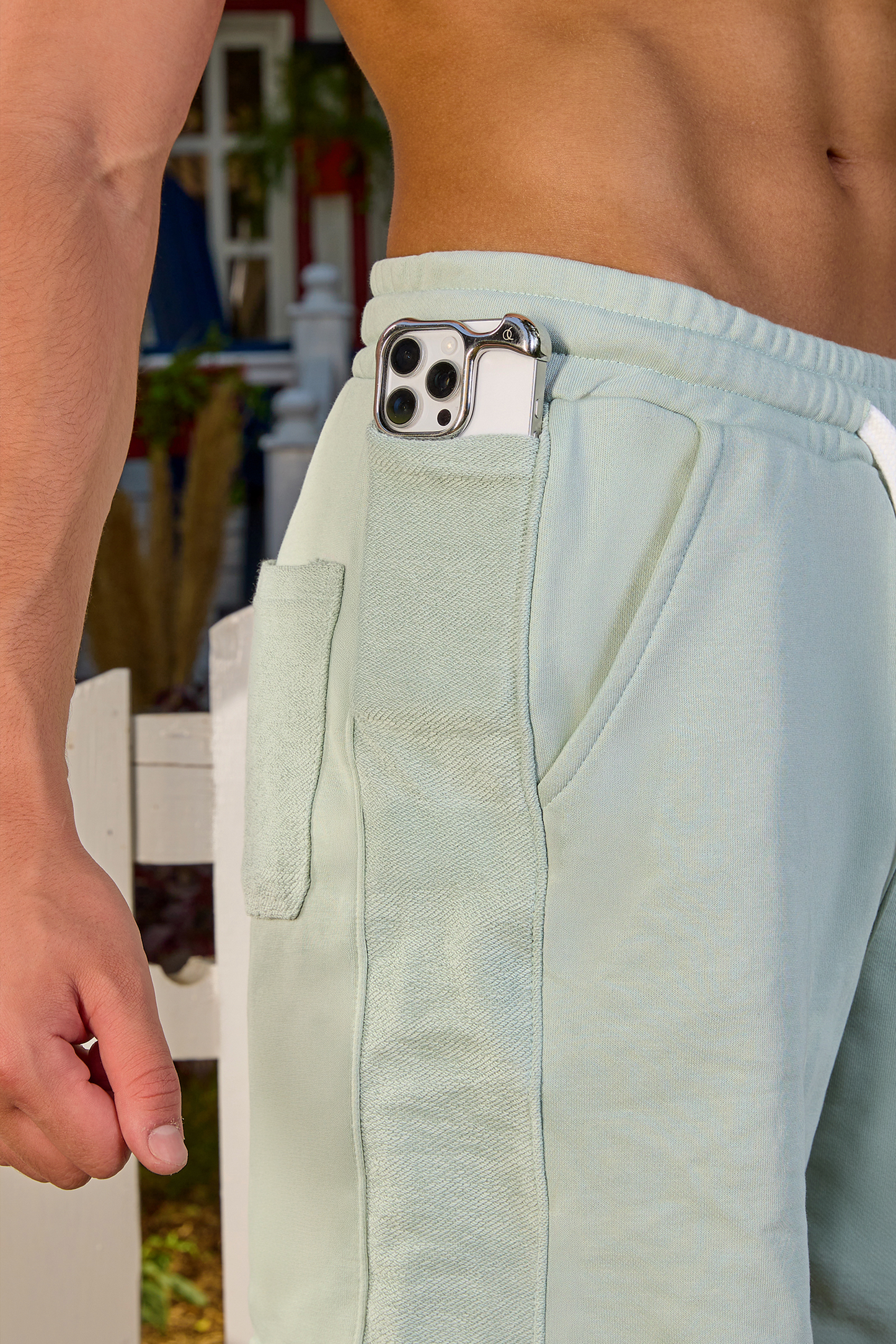 Mint Four Pockets Sweat Shorts