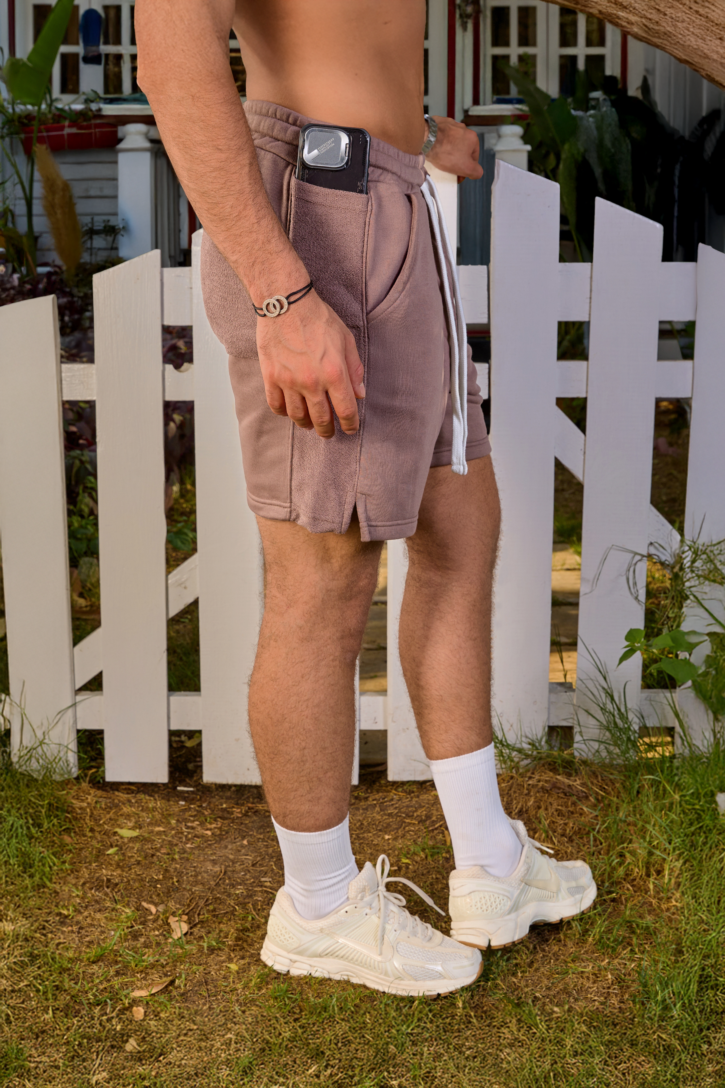 Dark Chestnut Four Pockets Sweat Shorts