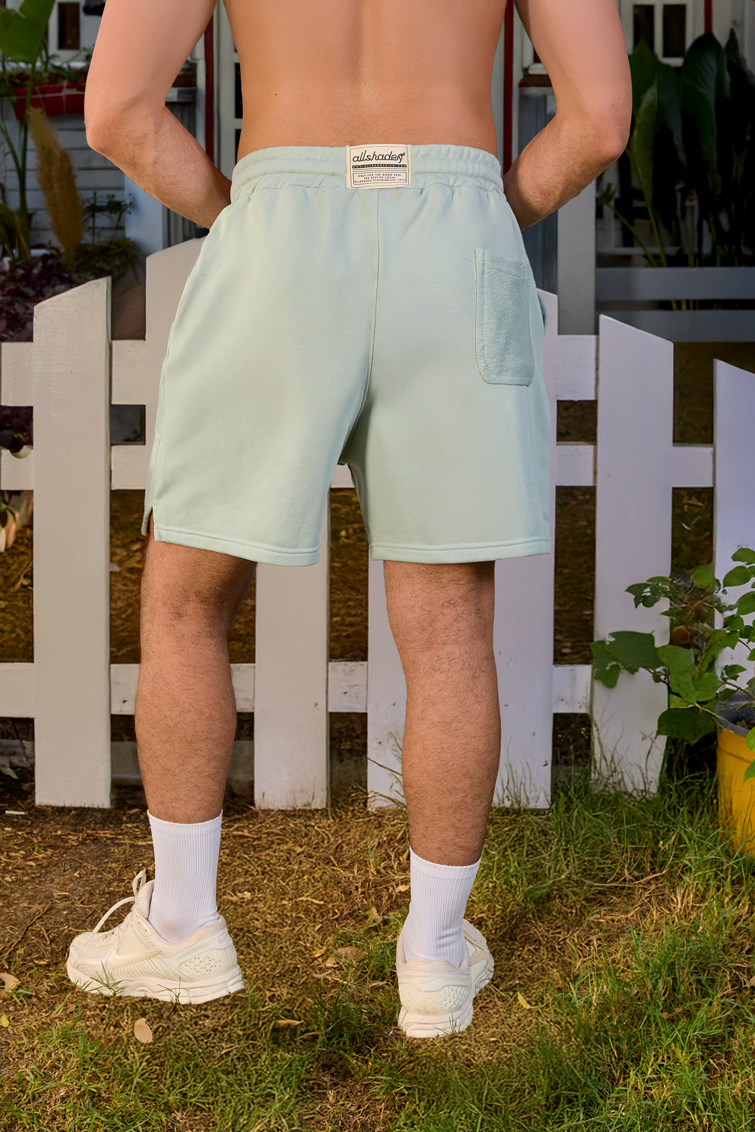 Mint Front Textured Sweat Shorts