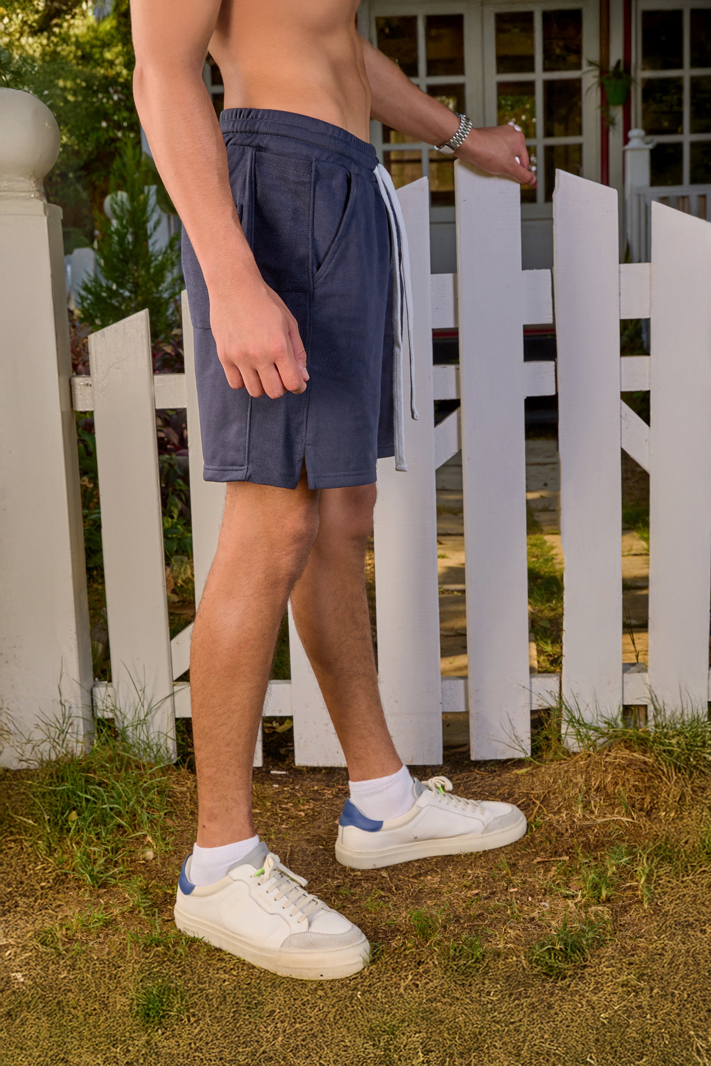 Deep Navy Four Pockets Sweat Shorts