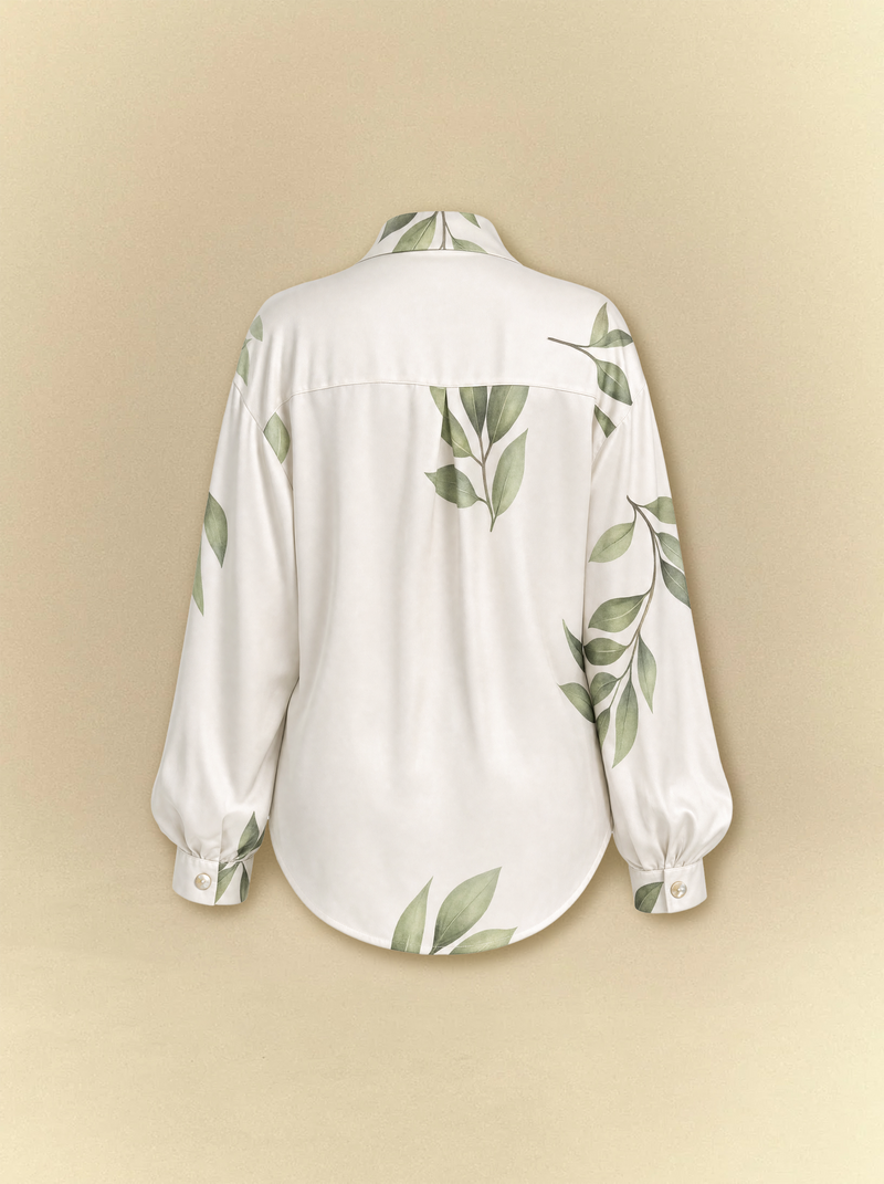 Sage Leaves Satin Shirt