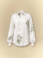 [unisex] Sage Leaves Satin Shirt