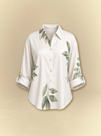 [unisex] Sage Leaves Satin Shirt