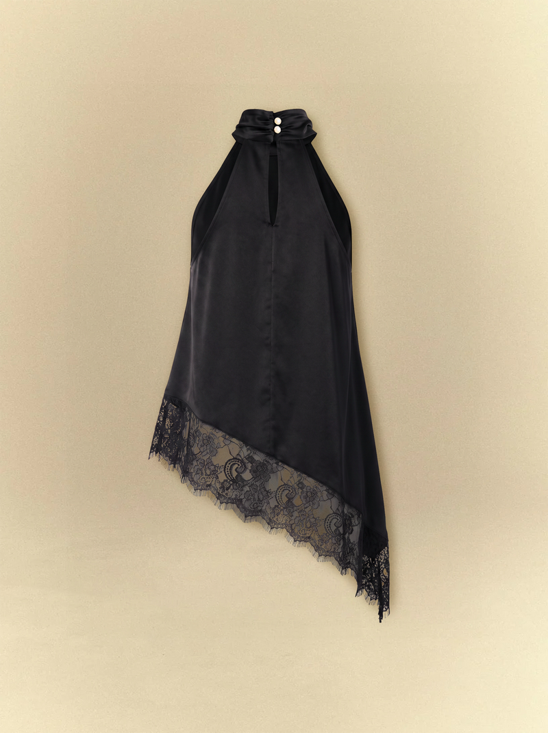 High Neck Halter Top With Lace