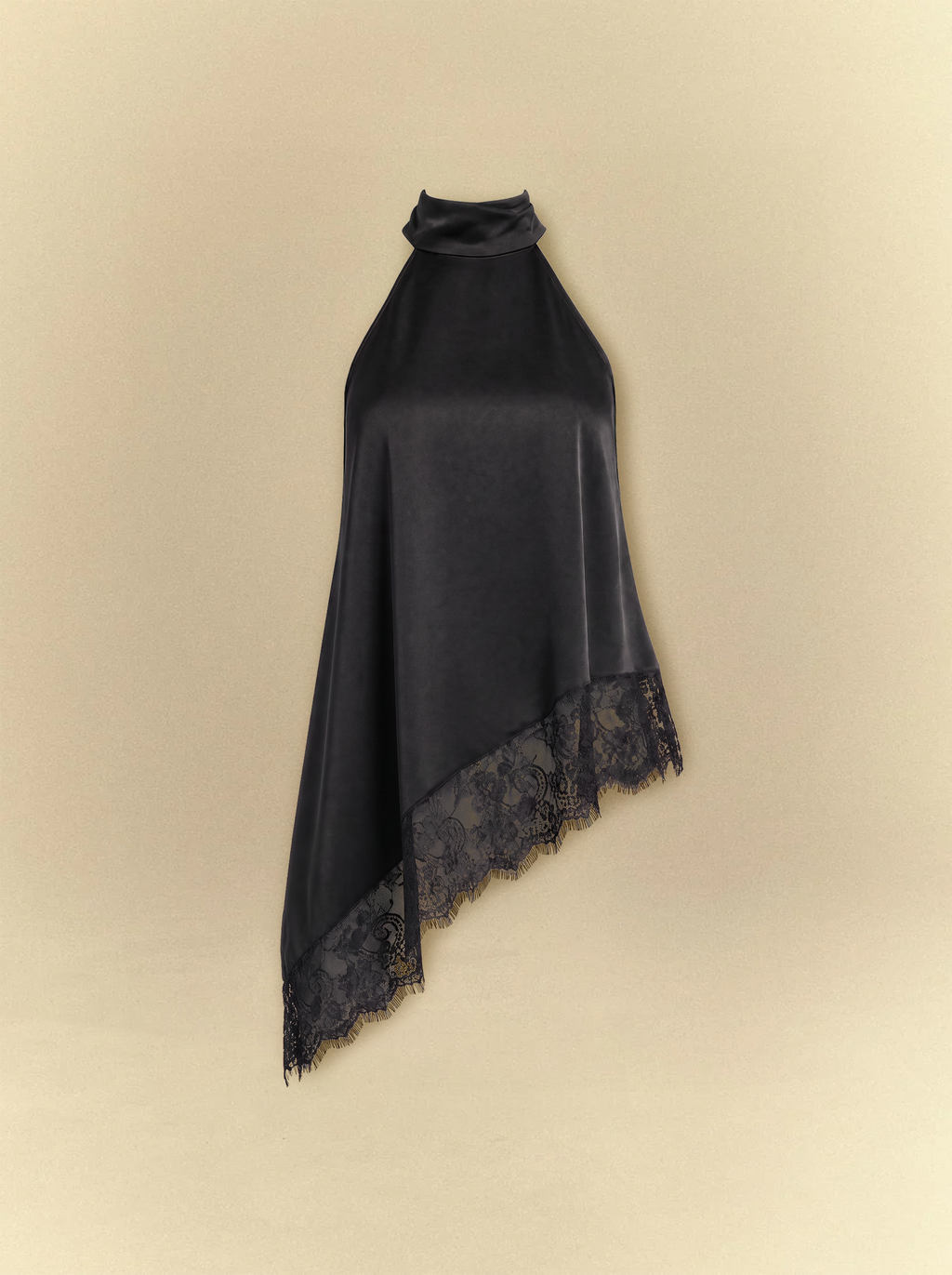 [unisex] High Neck Halter Top With Lace
