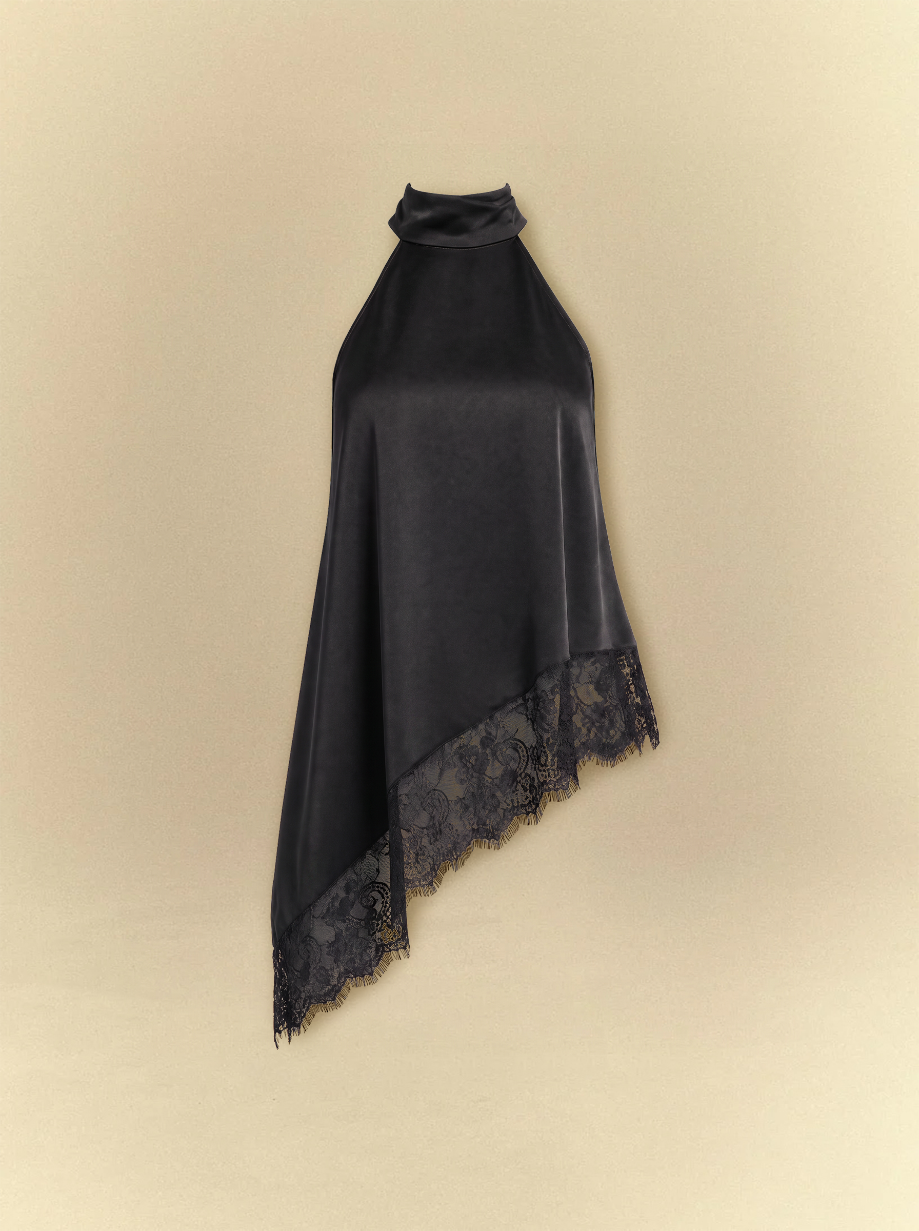 [unisex] High Neck Halter Top With Lace