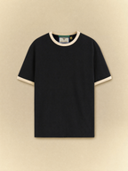 [unisex] Black x Beige Ringer Tee