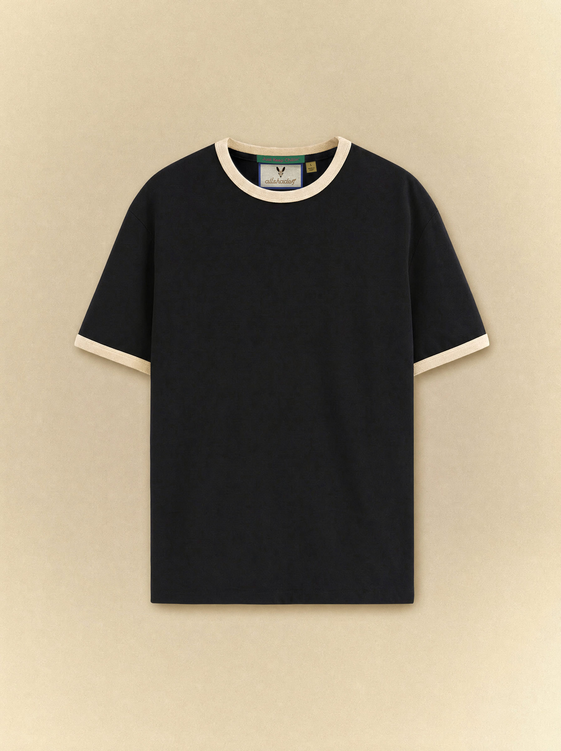 [unisex] Black x Beige Ringer Tee