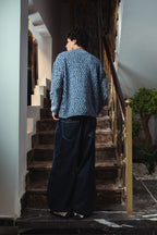 Men deep Navy Marl Velvet Crewneck  Back View