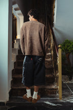 Men Forest Brown Velvet Crewneck  Back View