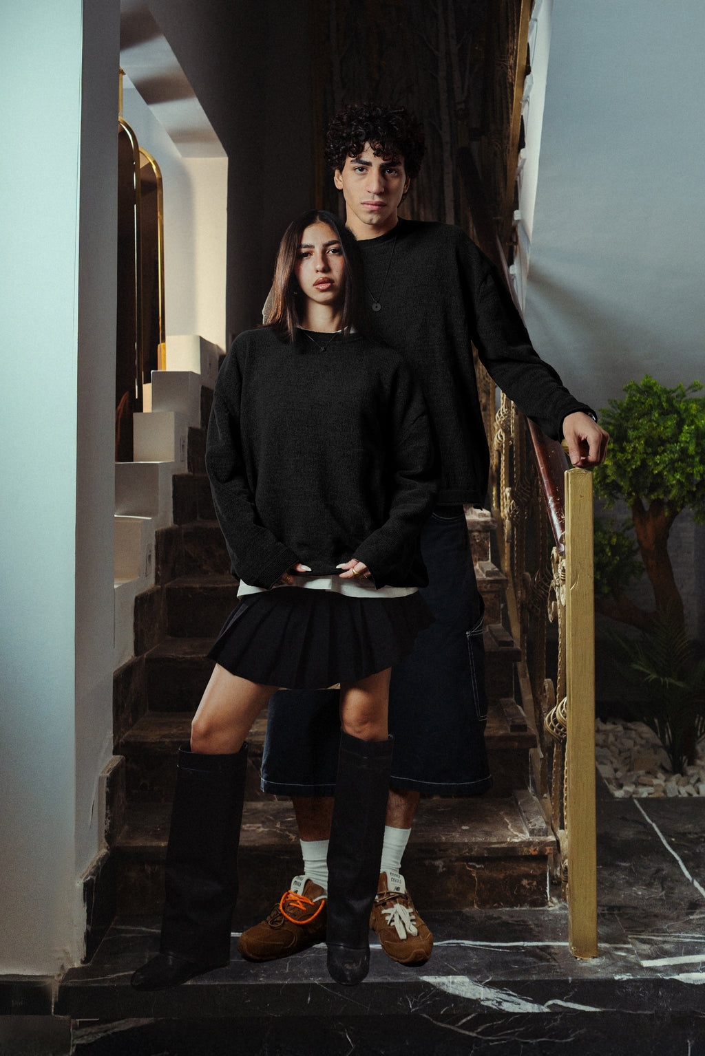 Black Velvet Knitted Crewneck