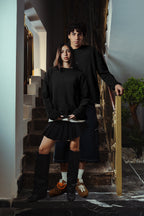 Black Velvet Knitted Crewneck