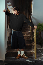 Black Velvet Knitted Crewneck