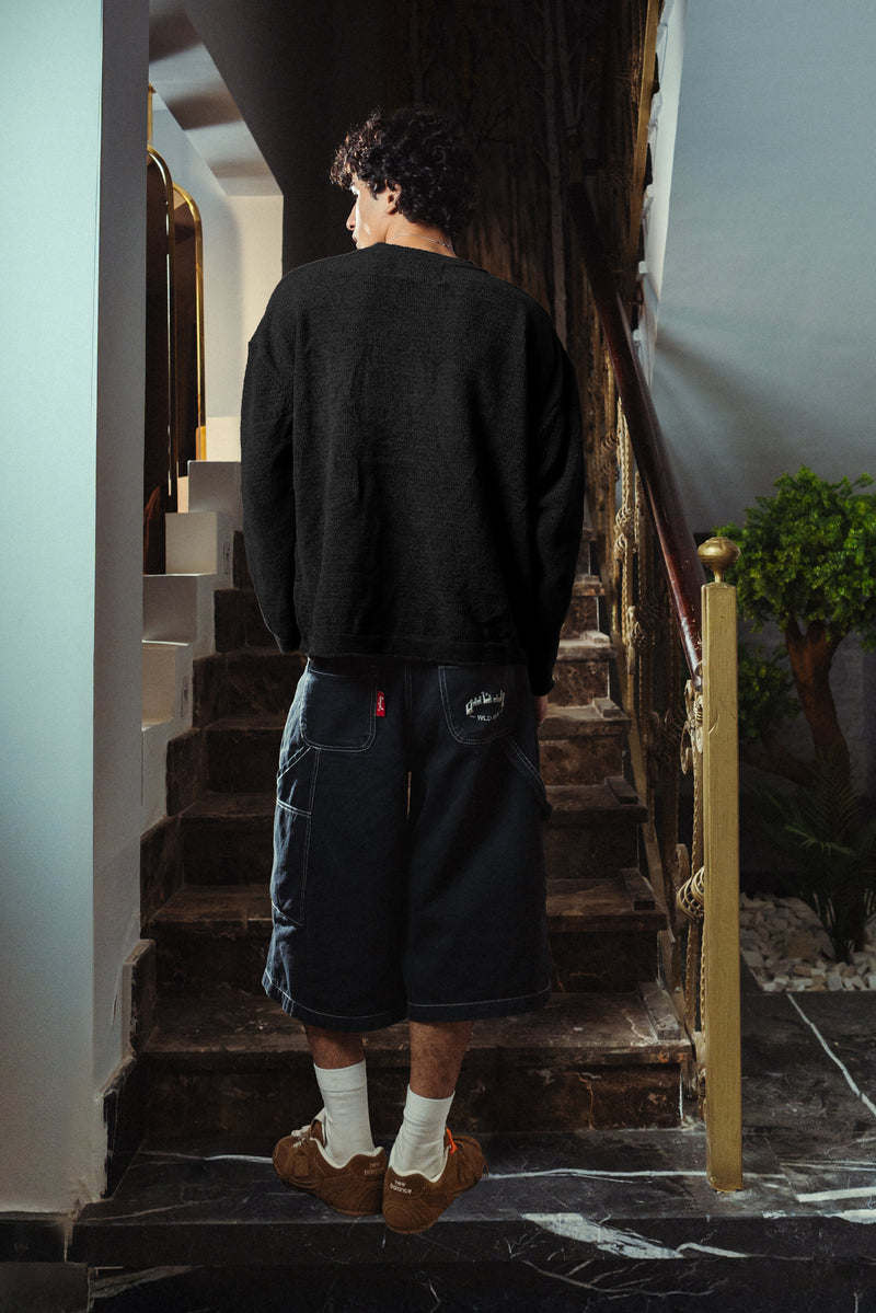 Black Velvet Knitted Crewneck