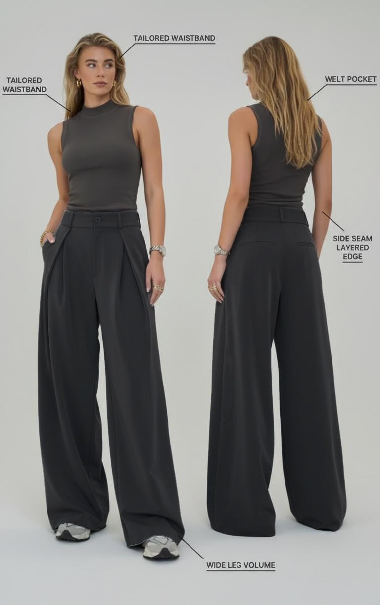 Women's Black Daydrift Pleated Pants