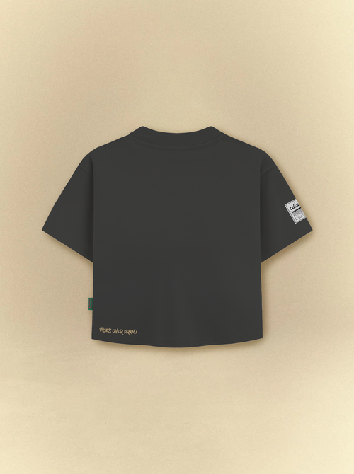 [unisex] Basic Cropped Black Tee