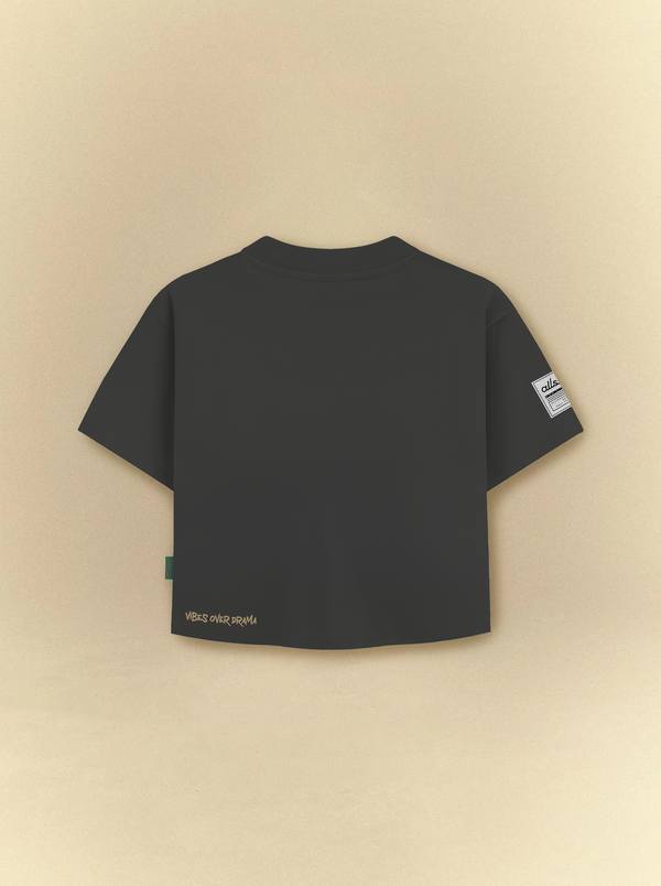 [unisex] Basic Cropped Black Tee