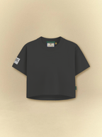 [unisex] Basic Cropped Black Tee