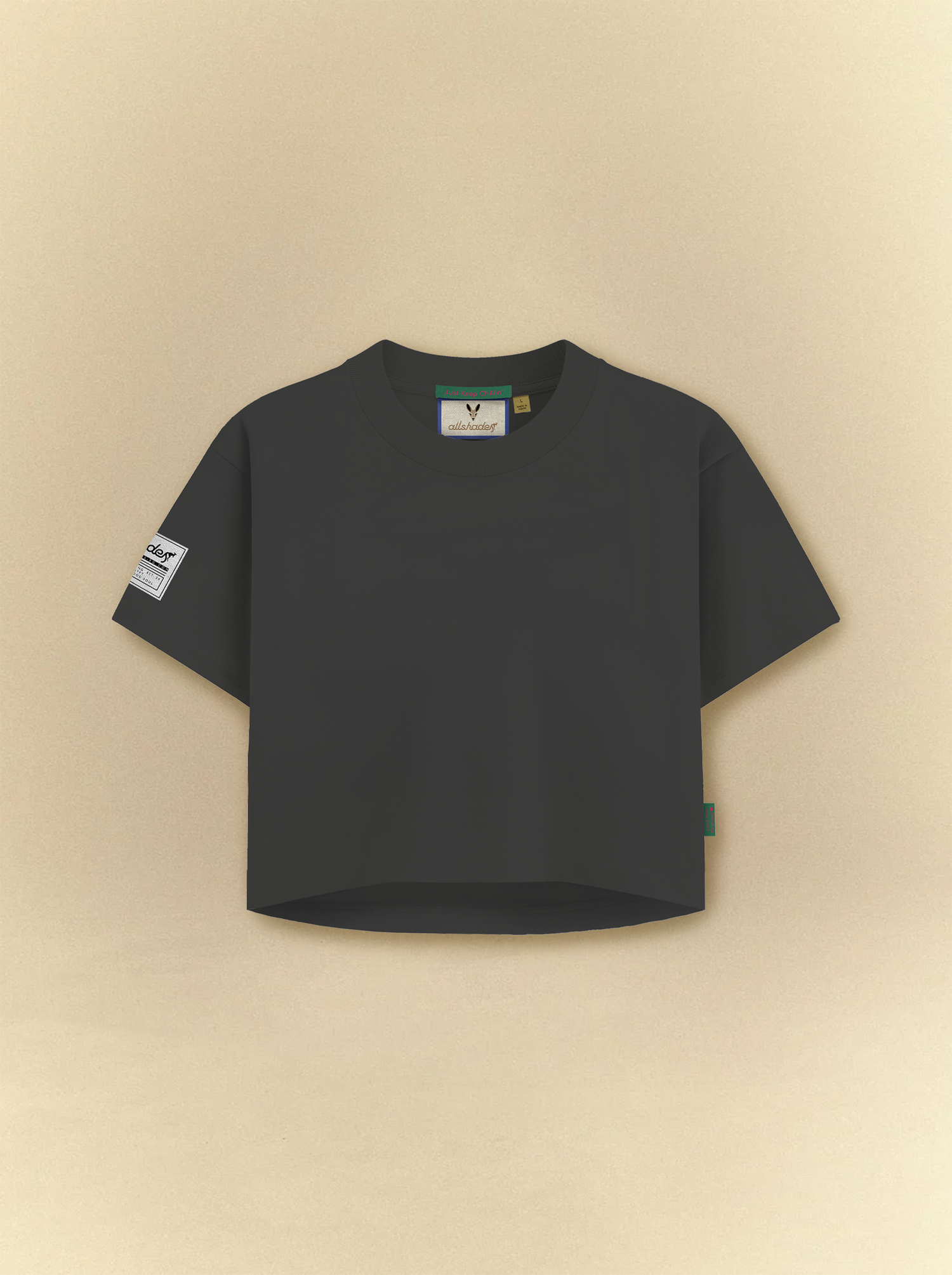[unisex] Basic Cropped Black Tee