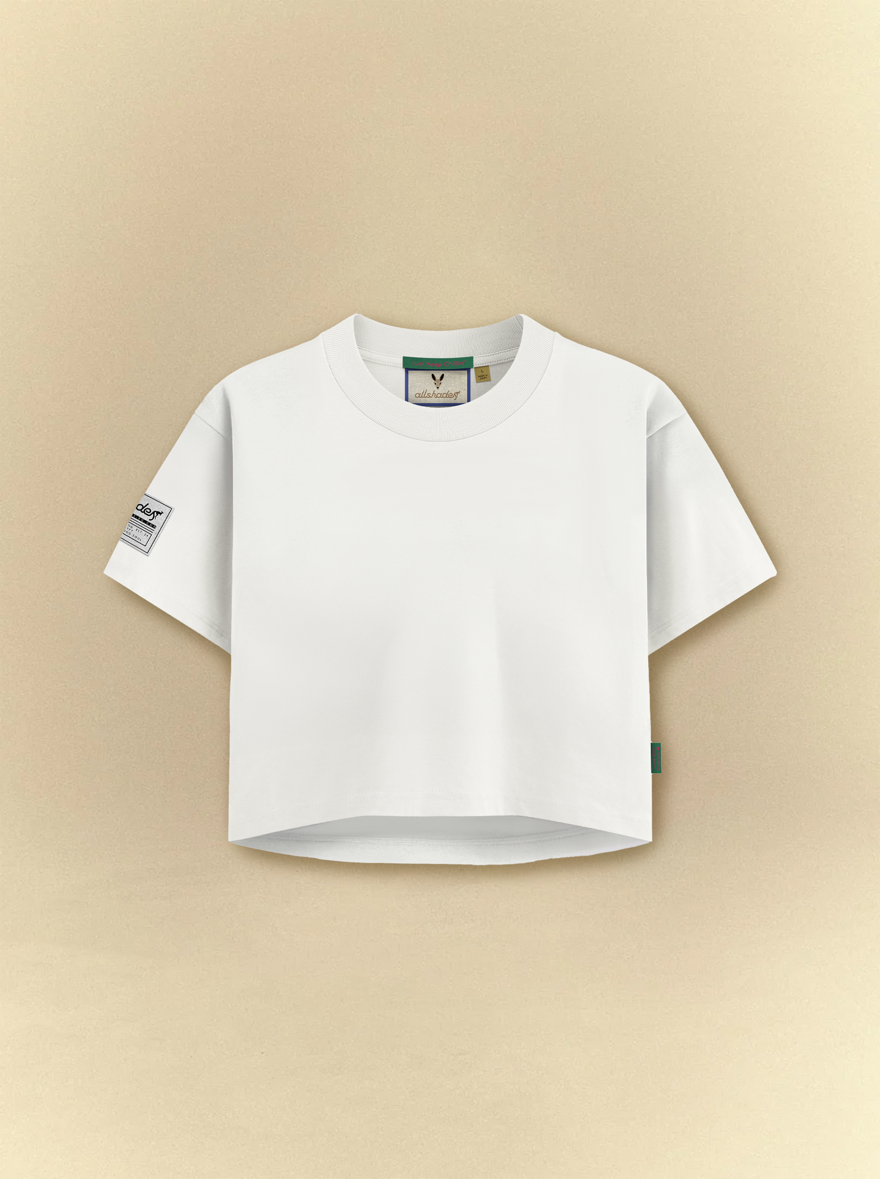 [unisex] Basic Cropped White Tee