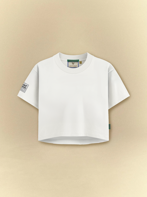 [unisex] Basic Cropped White Tee