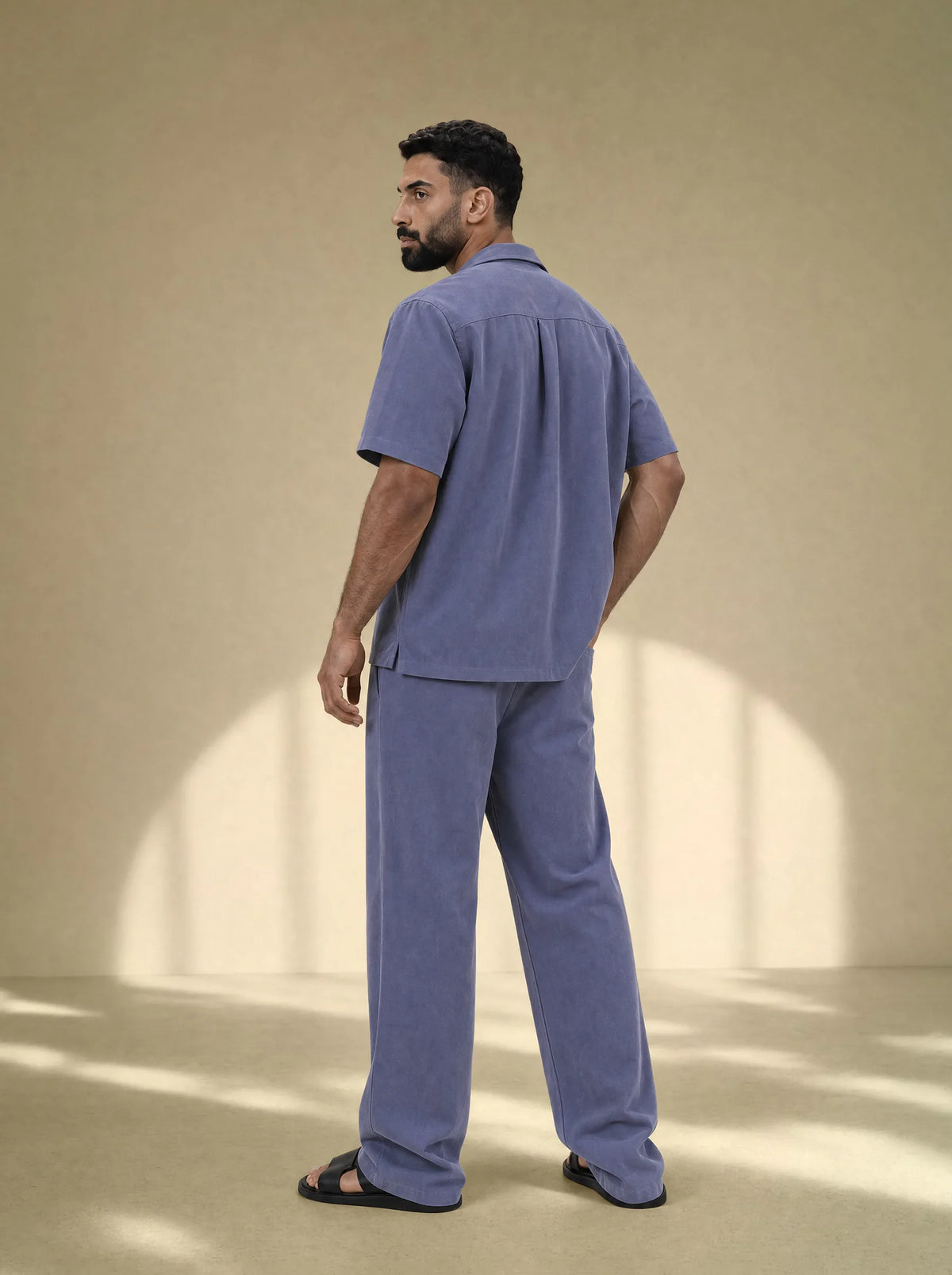 [men] Brushed Linen Shirt + Pants Set