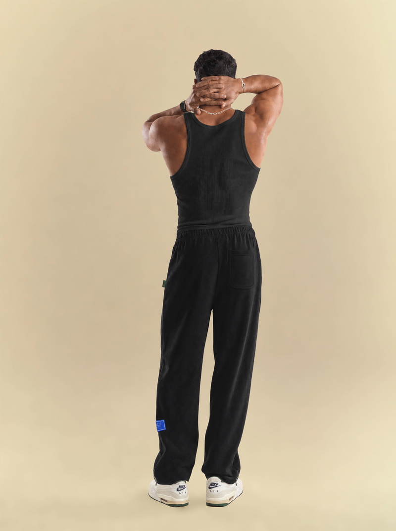 Black Ankle Zip Straight Leg Sweatpants