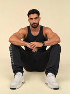 [men] Black Ankle Zip Straight Leg Sweatpants