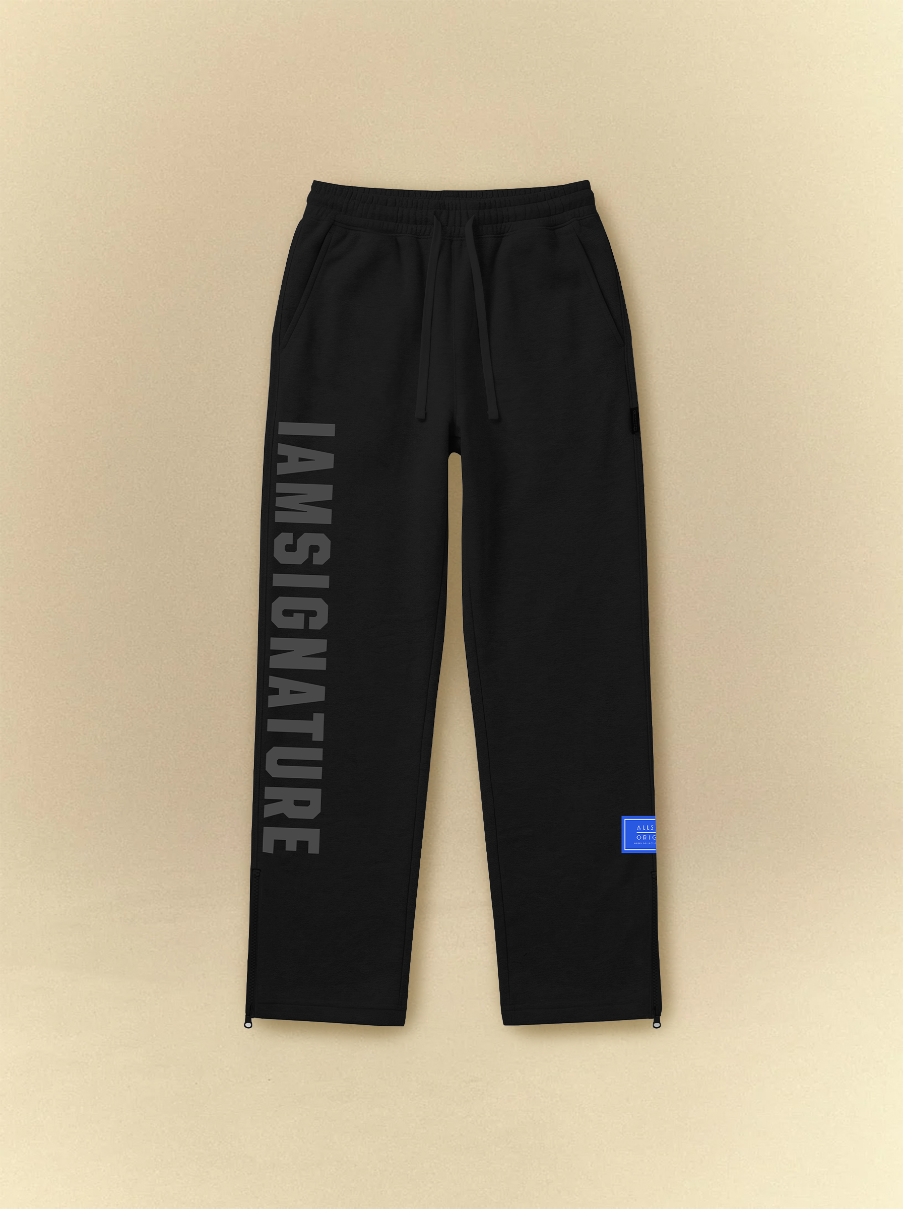 [unisex] Black Ankle Zip Straight Leg Sweatpants