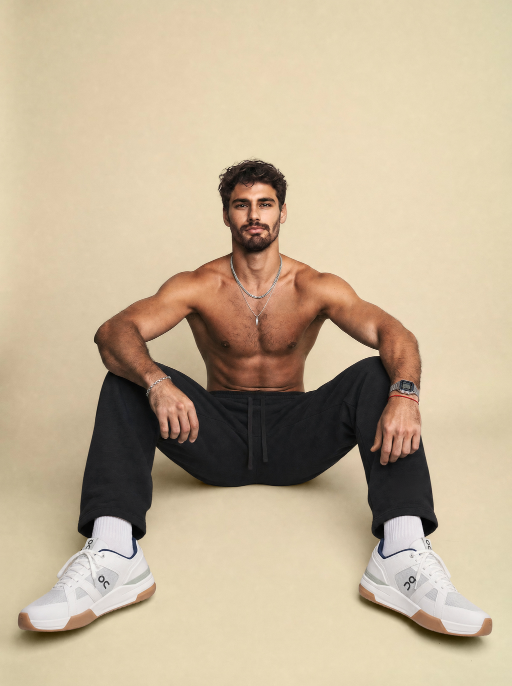 [men] Black Patched Sweatpants V1.0